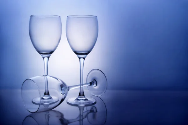 Три пустых бокала вина — стоковое фото