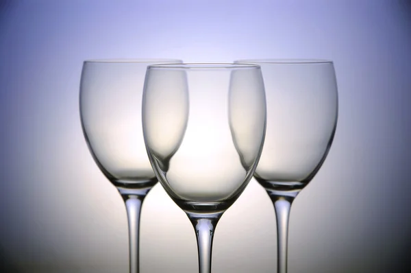 Three empty wine glasses — Stock Photo, Image