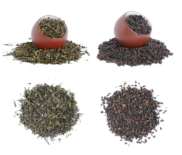 Xícaras de chá verde seco — Fotografia de Stock