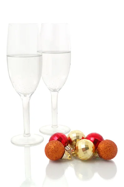 Vánoční míče a šampaňské — Stock fotografie