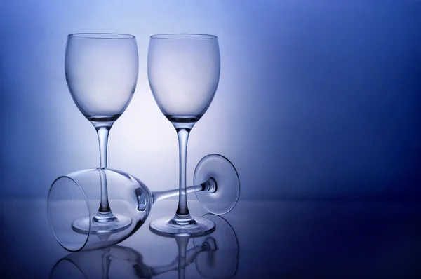 Tres vasos de vino vacíos — Foto de Stock