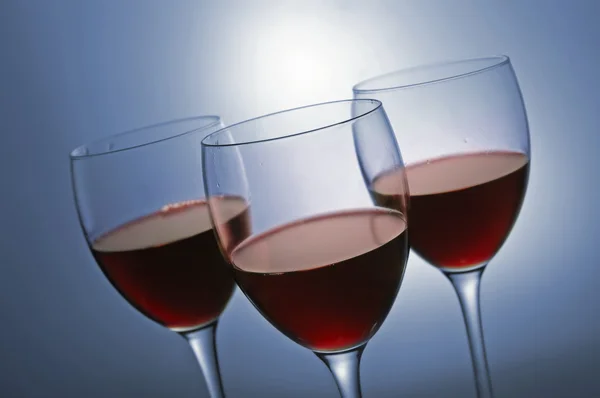 Three glasses with red wine — Stock Photo, Image