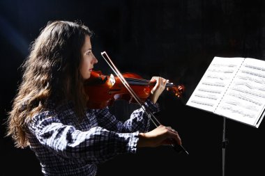 Beautiful violinist musician clipart