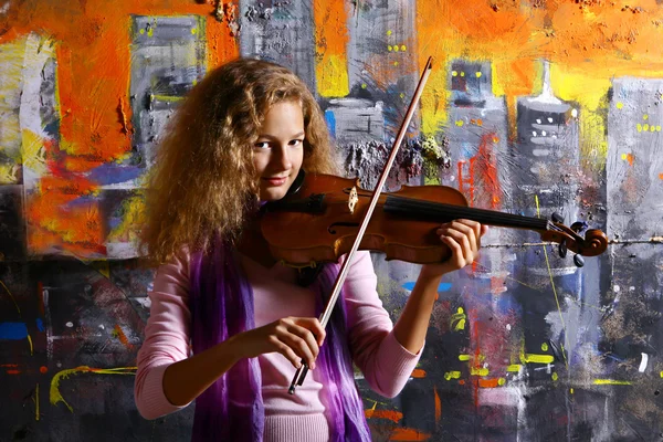 美丽小提琴音乐家 — 图库照片