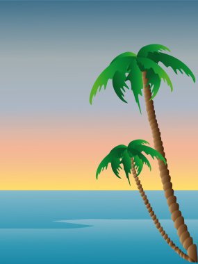 palm tree with sea  clipart