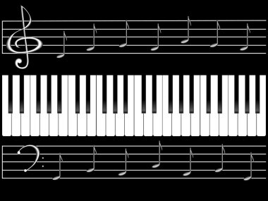 Piano keys and notes clipart