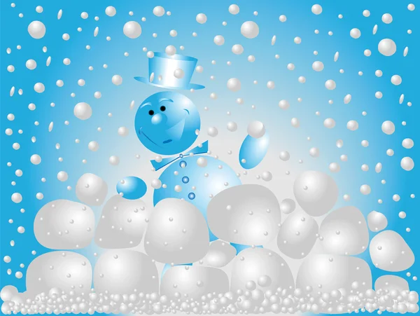 Schneemann spielt Schneebälle — Stockfoto