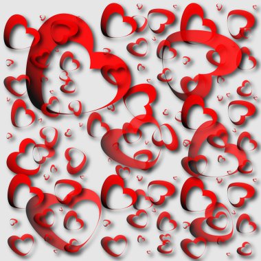 Red hearts and light background clipart