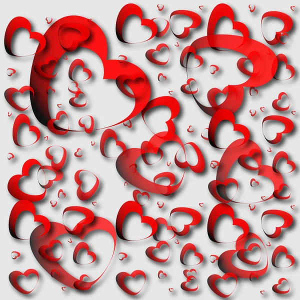 Kırmızı Kalpler ve açık renkli — Stok fotoğraf