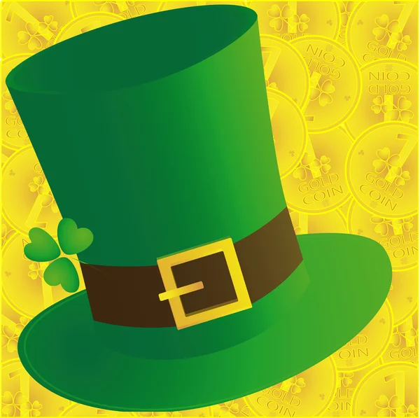 Зеленая шляпа и монеты — стоковое фото
