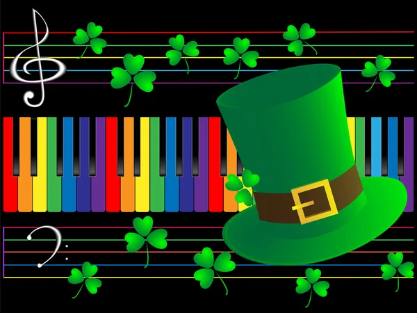 Ключи от фортепиано и зеленая шляпа — стоковое фото