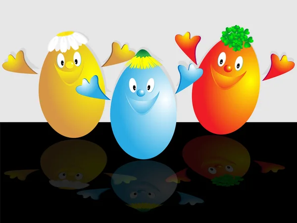 Drei fröhliche Eier — Stockfoto