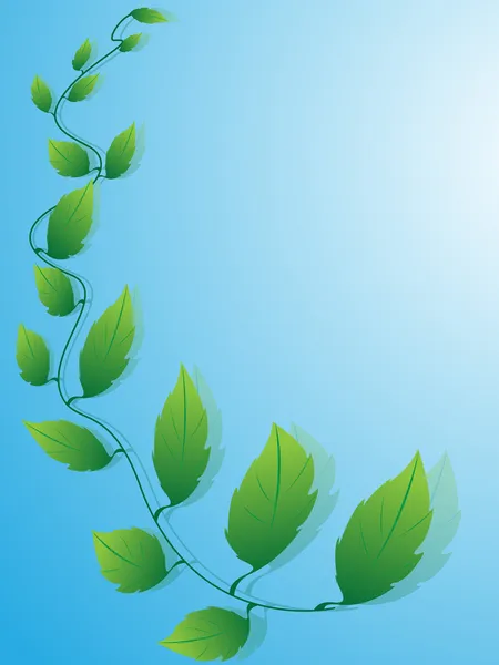 Fond bleu avec des feuilles vertes — Photo