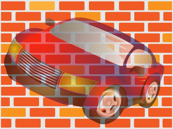 Das Auto und die Mauer — Stockfoto