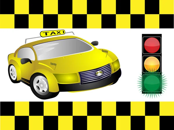 Taxi en traffic-light — Stockfoto