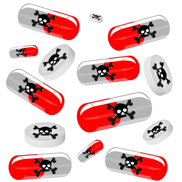 Vele schadelijke tabletten — Stockfoto