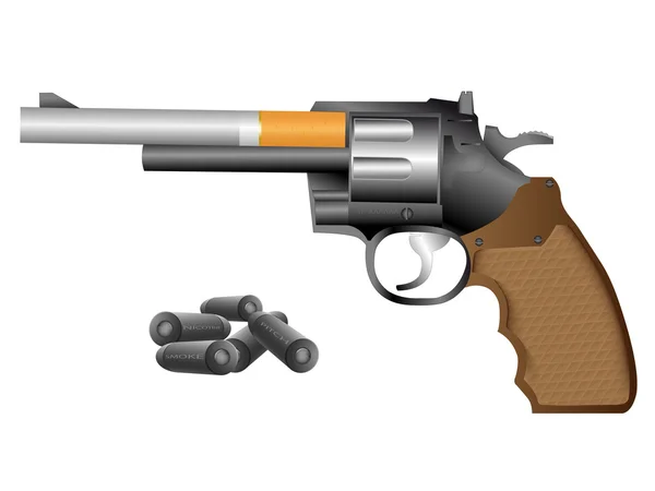 Revolver und Zigarette — Stockvektor