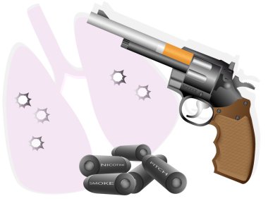 Cigarette and revolver clipart