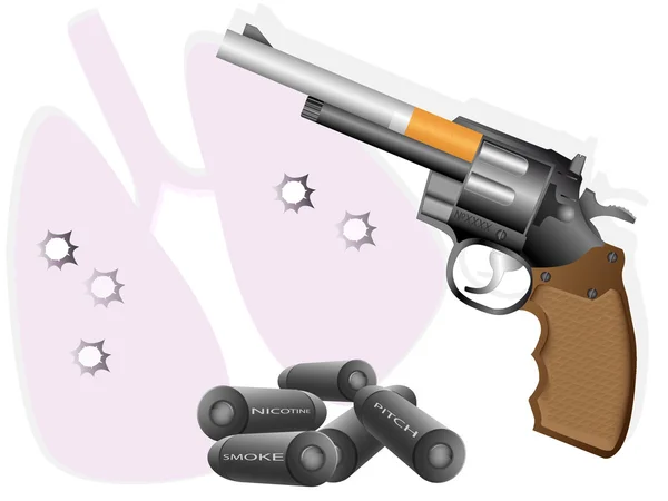 Cigarette et revolver — Image vectorielle