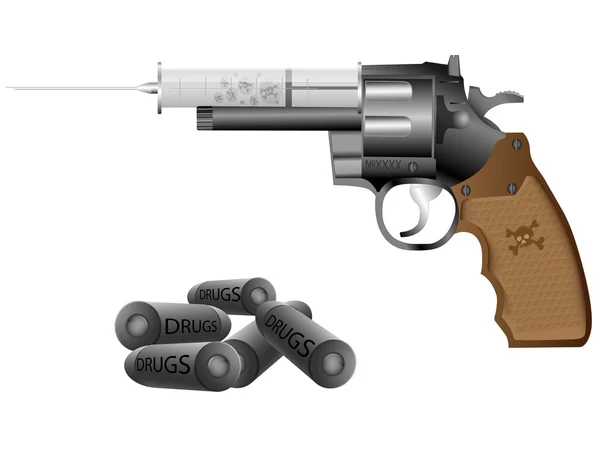 Kábítószer- és revolver — Stock Vector