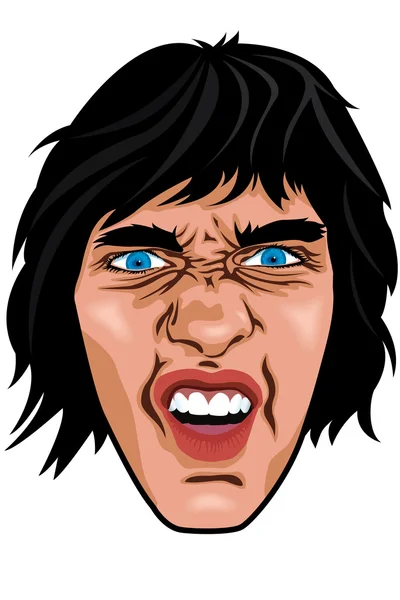Vector Illustration Angry Female Face — Stockvector