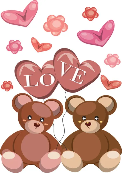 stock image Two lovely bears with balons LOVE