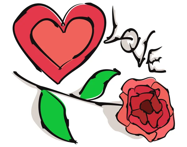 Καρδιά με τριαντάφυλλο — Διανυσματικό Αρχείο