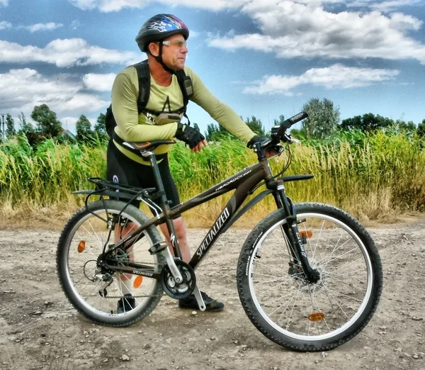 stock image Bicycle demonstrates his bike