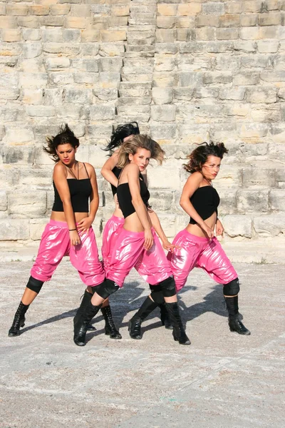 Group Beautiful Young Women Dancing — Foto Stock