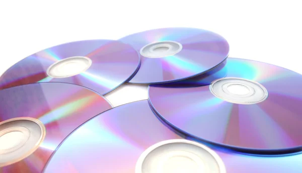 Pięć płyt DVD do druku na białym tle — Zdjęcie stockowe