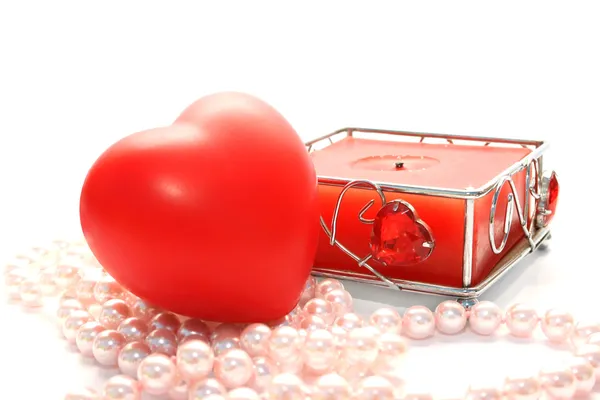 Corazón y vela de San Valentín —  Fotos de Stock