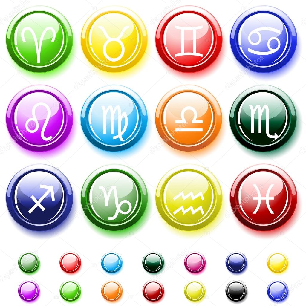 Glossy buttons with zodiac signs — Stock Vector © Makhnach 1021316
