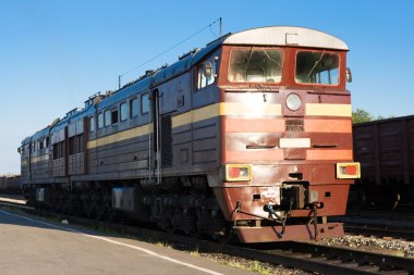 russian locomotive on the railroad. russia  clipart