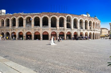 view from inside the colosseum, rome. 