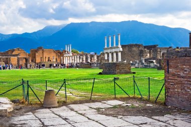 İtalya 'nın Pompei şehrinin kalıntıları. 