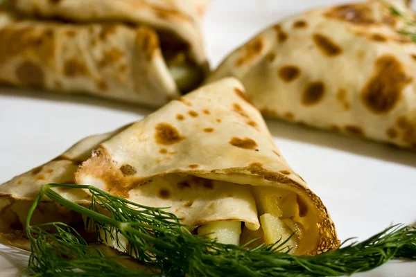 stock image pancakes with meat and vegetables 