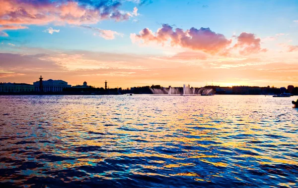 View Petersburg Neva River Embankment Neva Sunset — Stockfoto