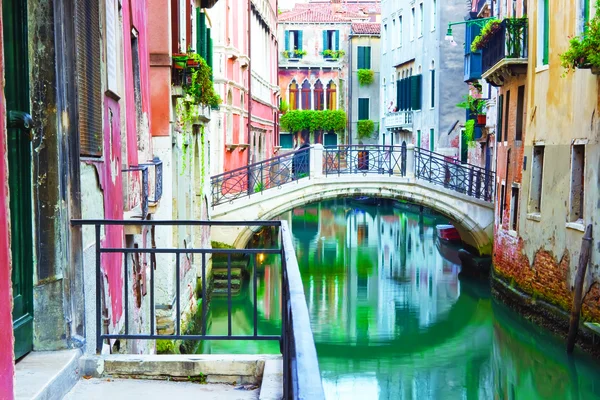 Farbenfroher Kanal Venedig Italien Stockbild