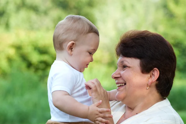 stock image Grandmother with her grandson