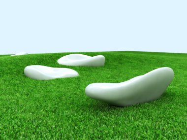 Big white stones on grass clipart