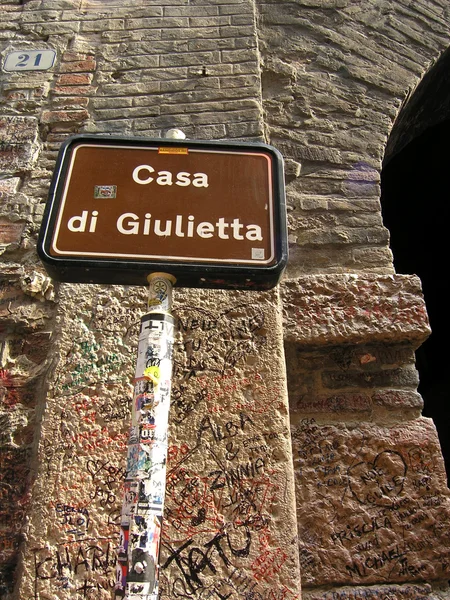 Julieta haus in verona, italien — Stockfoto