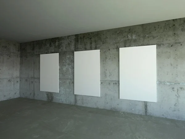 Three empty boards in room — Stock fotografie