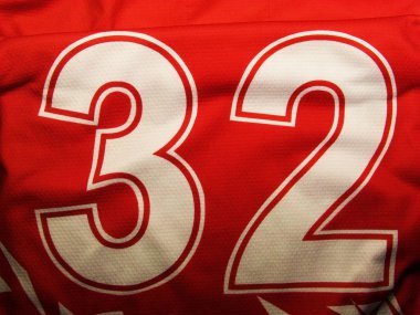 number 32 shirt red white clipart