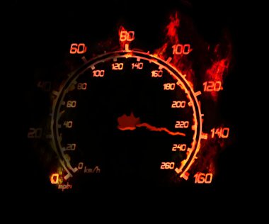  speedometer on fire illustration clipart