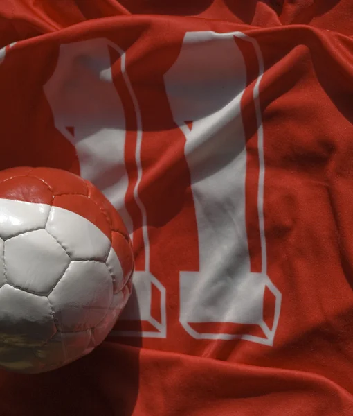 Ballon Football Dans Rouge Blanc — Photo