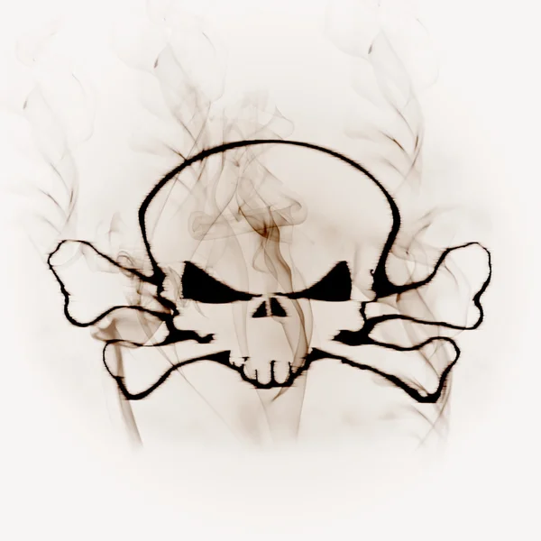Crâne Dans Fumée Sur Blanc — Photo