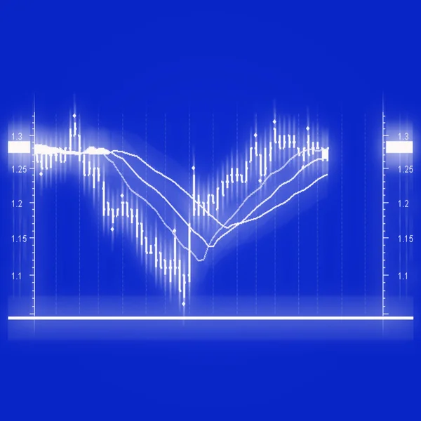 Aktiendiagramm Blau Weiß Stockbild