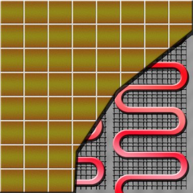 Electrical floor heater under ceramic ti clipart