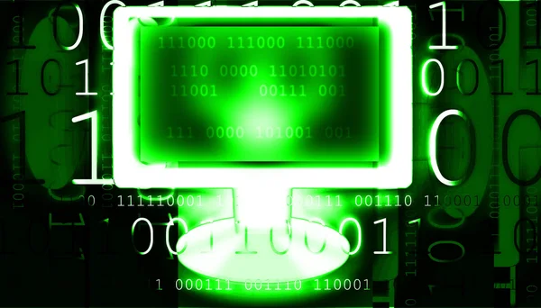 White monitor and binary code — Stock Photo, Image