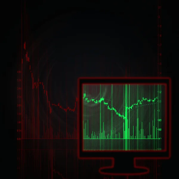 Burzovní graf v monitoru — Stock fotografie